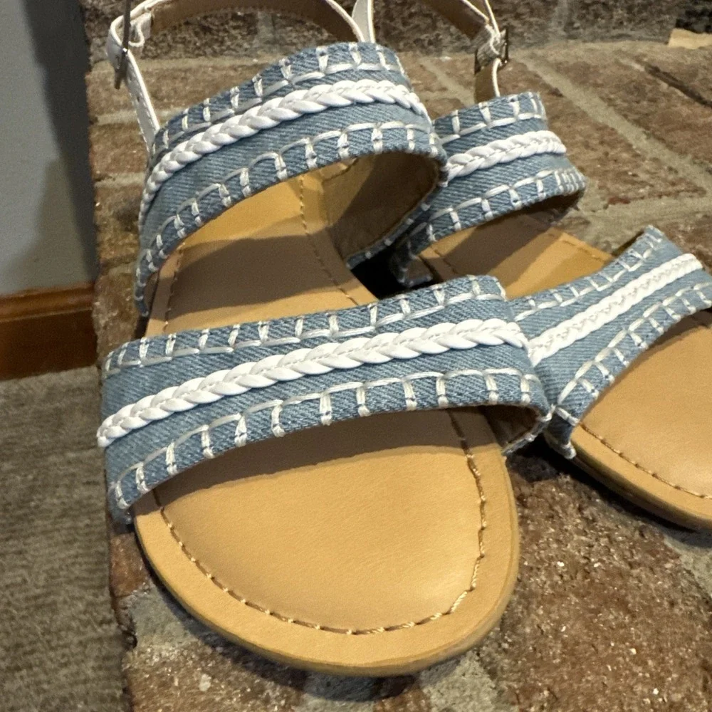 Girls DV Dolce Vita Clovar Blue‎ Strappy Denim Braided Sandals Size 2Y #0021